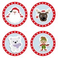 Set baby Christmas stickers. Collection of badges labels Royalty Free Stock Photo