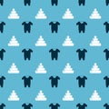 Set Baby clothes and Pyramid toy on seamless pattern. Vector Royalty Free Stock Photo