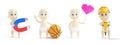 Set baby 3d in different occupations and different objects on a white background Royalty Free Stock Photo