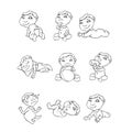 Set of baby emotions and movements vector