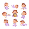 Set of baby emotions and movements vector