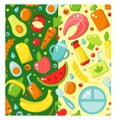 Set of baby food bright icons