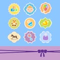 Set baby icon in frame Royalty Free Stock Photo