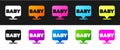Set Baby icon isolated on black and white background. Vector Royalty Free Stock Photo