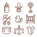 Set of baby icons. Doodle Elements Set. Kids Logos Royalty Free Stock Photo