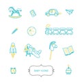 Set of baby icons in trendy linear style. Royalty Free Stock Photo