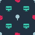 Set Baby, Lollipop and on seamless pattern. Vector