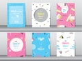 Set of baby shower card on memphis pattern of retro vintage 80s or 90s Royalty Free Stock Photo