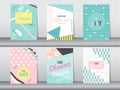 Set of baby shower card on retro pattern design,vintage,poster,template,greeting,Vector illustrations