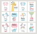 Set of baby shower cards. Royalty Free Stock Photo