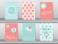 Set of baby shower invitation cards,poster,template,greeting cards,animal,elephant,dot,Vector illustrations Royalty Free Stock Photo