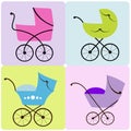 Set of baby strollers Royalty Free Stock Photo