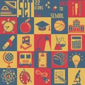 Set Back to school, 22 flat icons (Education symbo