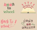 Set of back to school badges with brush script typography