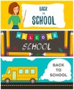 Set of back to school flyers. Template for back to school sale. Vector illustration.