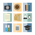 Set of back to school vector illustration icon Royalty Free Stock Photo