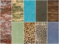 Collection of different backgrounds and textures. Royalty Free Stock Photo