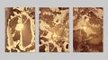 Set of backgrounds for banner, poster design with brown and golden marble pattern Royalty Free Stock Photo