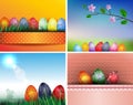 Set of backgrounds with easter eggs Royalty Free Stock Photo