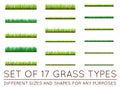 Set of Backgrounds Of Green Grass, Isolated On White Background, Vector Illustration Royalty Free Stock Photo