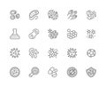 Set of Bacteria Line Icons. Microbe, Germ, Cell, Caviar, Immune System and more.