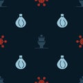 Set Bacteria, Toilet bowl and Garbage bag on seamless pattern. Vector Royalty Free Stock Photo