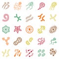 Set of bacteria and virus icons.