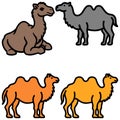 Set Bactrian camel art and illustrator silhouette eps Royalty Free Stock Photo