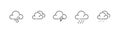 Set of bad weather icons. Cloudy, thunderstorm and rain. Pixel perfect, editable stroke designs