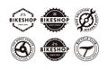 Set of badge emblem bicycle shop bike club logo icon vector illustration with gear crank and mechanic tool concept Royalty Free Stock Photo