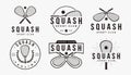 Set of badge emblem Squash club, tournament, squash logo design vector Royalty Free Stock Photo