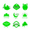 Set badge greeting ramadan - green label social media