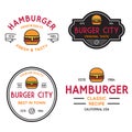 Set of badges, banner, labels and logo for hamburger, burger shop. Simple and minimal design. Vector illustration Royalty Free Stock Photo