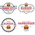 Set of badges, banner, labels and logo for hamburger, burger shop. Simple and minimal design. Vector illustration Royalty Free Stock Photo