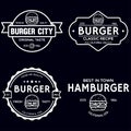 Set of badges, banner, labels and logo for hamburger, burger shop. Simple and minimal design. Vector illustration Royalty Free Stock Photo