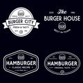 Set of badges, banner, labels and logo for hamburger, burger shop. Simple and minimal design. Vector illustration Royalty Free Stock Photo