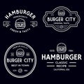 Set of badges, banner, labels and logo for hamburger, burger shop. Simple and minimal design. Vector illustration Royalty Free Stock Photo