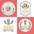 Set of badges, banner, labels and logo for oktoberfest, german beer festival. Simple and minimal design.