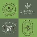 Set of badges, banner, labels and logos for botanical natural product, shop. Leaf logo, flower logo.