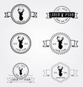 Set of badges labels hipster logo. Vector illustration deer head. Collection retro vintage emblem templates.