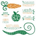 Set of badges, logos, stamps, labels for natural products, farms, organic. Royalty Free Stock Photo