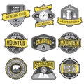 Set badges mountain expeditions and hunting emblem logo