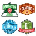 Set badges mountain expeditions and logo emblem adventure outdoors