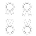 Set of badges with ribbons in line style Royalty Free Stock Photo