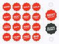 Set of badges and stickers for sale graphic design. High quality, price and new tags. Special offer, sale, discount, shop, black f Royalty Free Stock Photo