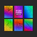 Set of badly glued colored paper. Crumpled poster. Graphics can be applied to any objects with a blending mode for the effect of