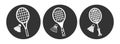 Set of badminton shuttlecock and racket icons. Royalty Free Stock Photo
