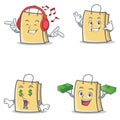 Set of bag character with listening music call me money eye