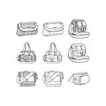 set of Bag for Woman elegant icon collection, vector design and illustration template, logo for your company Royalty Free Stock Photo