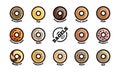 Set of bagels types. Colorful flat vector illustration